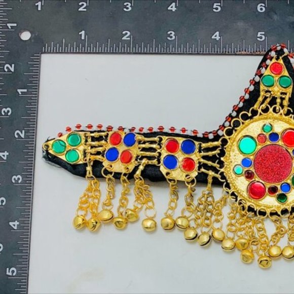 Golden Unique Matha Patti, Handmade Afghan Head Piece, Ethnic Hair Ornament, main image 10